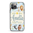 Jungle Animals Lion Meerkat Toucan Boar on Soft Custom Name Protective Phone Case Mobile Cover Durable Everyday Smartphone Shock Resistant