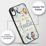 Jungle Animals Lion Meerkat Toucan Boar on Soft Custom Name Protective Phone Case Mobile Cover Durable Everyday Smartphone Shock Resistant