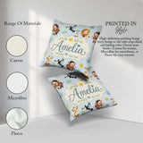 Custom Name Jungle Animals Lion Meerkat Toucan Boar on Soft Blue Square Filled Cushion Throw Pillow Sofa Bed Home Decor Zip Washable UK Made