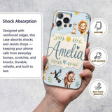 Jungle Animals Lion Meerkat Toucan Boar on Soft Custom Name Protective Phone Case Mobile Cover Durable Everyday Smartphone Shock Resistant