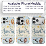 Jungle Animals Lion Meerkat Toucan Boar on Soft Custom Name Protective Phone Case Mobile Cover Durable Everyday Smartphone Shock Resistant