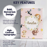 Personalised Name Jungle Animals Lion Custom Modern Room Accent Creative Decorator Style Canvas Wall Art Print Decor Picture Ready to Hang