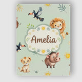 Personalised Name Jungle Animals Lion Custom Modern Room Accent Creative Decorator Style Canvas Wall Art Print Decor Picture Ready to Hang