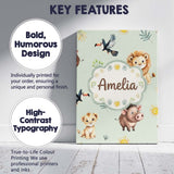 Personalised Name Jungle Animals Lion Custom Modern Room Accent Creative Decorator Style Canvas Wall Art Print Decor Picture Ready to Hang