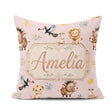 Custom Name Jungle Animals Lion Meerkat Toucan on Dusty Seamless Square Filled Cushion Throw Pillow Sofa Bed Home Decor Zip Washable UK Made