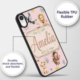 Jungle Animals Lion Meerkat Toucan Boar on Dusty Custom Name Protective Phone Case Mobile Cover Durable Everyday Smartphone Shock Resistant
