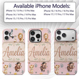 Jungle Animals Lion Meerkat Toucan Boar on Dusty Custom Name Protective Phone Case Mobile Cover Durable Everyday Smartphone Shock Resistant