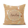Custom Name Baby Safari Animals Leopard Tiger Lion on Warm Brown Square Filled Cushion Throw Pillow Sofa Bed Home Decor Zip Washable UK Made