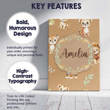 Personalised Name Baby Safari Animals Custom Modern Room Accent Creative Decorator Style Canvas Wall Art Print Decor Picture Ready to Hang