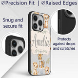 Baby Safari Animals Leopard Tiger Lion on Soft Custom Name Protective Phone Case Mobile Cover Durable Everyday Smartphone Shock Resistant