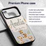 Baby Safari Animals Leopard Tiger Lion on Soft Custom Name Protective Phone Case Mobile Cover Durable Everyday Smartphone Shock Resistant