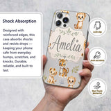 Baby Safari Animals Leopard Tiger Lion on Soft Custom Name Protective Phone Case Mobile Cover Durable Everyday Smartphone Shock Resistant