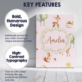 Personalised Name Woodland Animals Deer Fox Custom  Bespoke Interior Contemporary Canvas Wall Art Print Decor Picture Ready to Hang