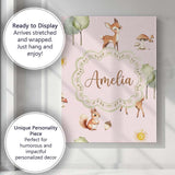 Personalised Name Woodland Animals Deer Fox Custom  Bespoke Interior Contemporary Canvas Wall Art Print Decor Picture Ready to Hang