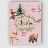 Personalised Name Forest Animals Bear Bunny Custom  Bespoke Interior Contemporary Canvas Wall Art Print Decor Picture Ready to Hang