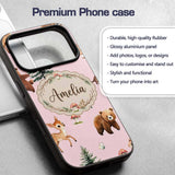 Forest Animals Bear Bunny Squirrel Trees on Warm Custom Name Protective Phone Case Mobile Cover Durable Everyday Smartphone Shock Resistant