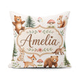 Custom Name Forest Animals Bear Deer Fox Owl Raccoon on Seamless Square Filled Cushion Throw Pillow Sofa Bed Home Decor Zip Washable UK Made