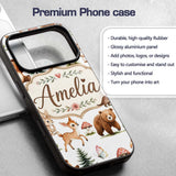 Forest Animals Bear Deer Fox Owl Raccoon on Soft Custom Name Protective Phone Case Mobile Cover Durable Everyday Smartphone Shock Resistant