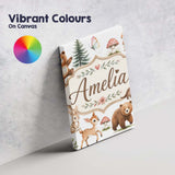Personalised Name Forest Animals Bear Deer Custom  Unique Gift Idea Elegant Feature Canvas Wall Art Print Decor Picture Ready to Hang