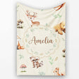 Forest Animals Bear Deer Fox Owl Raccoon on Warm Beige Seamless  Personalised Custom Name Super Soft Fleece Blanket Bed Sofa Throw