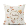 Custom Name Forest Animals Bear Deer Fox Owl Raccoon on Seamless Square Filled Cushion Throw Pillow Sofa Bed Home Decor Zip Washable UK Made