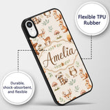 Forest Animals Bear Deer Fox Owl Printed Design Custom Name Protective Phone Case Mobile Cover Durable Everyday Smartphone Shock Resistant