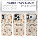 Forest Animals Bear Deer Fox Owl Printed Design Custom Name Protective Phone Case Mobile Cover Durable Everyday Smartphone Shock Resistant