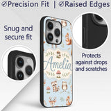 Forest Animals Bear Deer Fox Owl Raccoon on Soft Custom Name Protective Phone Case Mobile Cover Durable Everyday Smartphone Shock Resistant