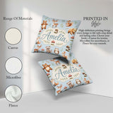 Custom Name Forest Animals Bear Deer Fox Owl Raccoon on Seamless Square Filled Cushion Throw Pillow Sofa Bed Home Decor Zip Washable UK Made
