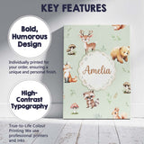 Personalised Name Forest Animals Bear Deer Custom  Unique Gift Idea Elegant Feature Canvas Wall Art Print Decor Picture Ready to Hang