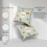 Custom Name Forest Animals Bear Deer Fox Owl Raccoon on Seamless Square Filled Cushion Throw Pillow Sofa Bed Home Decor Zip Washable UK Made