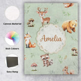 Personalised Name Forest Animals Bear Deer Custom  Unique Gift Idea Elegant Feature Canvas Wall Art Print Decor Picture Ready to Hang