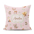 Custom Name Forest Animals Bear Deer Fox Owl Raccoon on Seamless Square Filled Cushion Throw Pillow Sofa Bed Home Decor Zip Washable UK Made