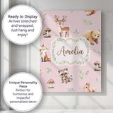 Personalised Name Forest Animals Bear Deer Custom  Unique Gift Idea Elegant Feature Canvas Wall Art Print Decor Picture Ready to Hang