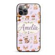 Forest Animals Deer Bear Fox Owl Raccoon on Soft Custom Name Protective Phone Case Mobile Cover Durable Everyday Smartphone Shock Resistant