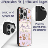 Forest Animals Deer Bear Fox Owl Raccoon on Soft Custom Name Protective Phone Case Mobile Cover Durable Everyday Smartphone Shock Resistant