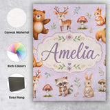 Personalised Name Forest Animals Deer Bear Custom  Unique Gift Idea Elegant Feature Canvas Wall Art Print Decor Picture Ready to Hang