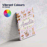 Personalised Name Forest Animals Deer Bear Custom  Unique Gift Idea Elegant Feature Canvas Wall Art Print Decor Picture Ready to Hang