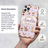 Forest Animals Deer Bear Fox Owl Raccoon on Soft Custom Name Protective Phone Case Mobile Cover Durable Everyday Smartphone Shock Resistant
