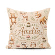 Custom Name Forest Animals Deer Bear Fox Owl Raccoon on Seamless Square Filled Cushion Throw Pillow Sofa Bed Home Decor Zip Washable UK Made