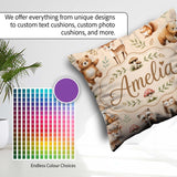 Custom Name Forest Animals Deer Bear Fox Owl Raccoon on Seamless Square Filled Cushion Throw Pillow Sofa Bed Home Decor Zip Washable UK Made