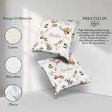 Custom Name Forest Animals Deer Bear Fox Owl Raccoon on Seamless Square Filled Cushion Throw Pillow Sofa Bed Home Decor Zip Washable UK Made
