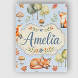 Personalised Name Woodland Fox with Trees Custom  Unique Gift Idea Elegant Feature Canvas Wall Art Print Decor Picture Ready to Hang