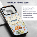 Woodland Fox with Trees Leaves Mushrooms Soft Custom Name Protective Phone Case Mobile Cover Durable Everyday Smartphone Shock Resistant