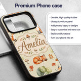 Woodland Fox with Trees Leaves Mushrooms Soft Custom Name Protective Phone Case Mobile Cover Durable Everyday Smartphone Shock Resistant
