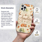 Woodland Fox with Trees Leaves Mushrooms Soft Custom Name Protective Phone Case Mobile Cover Durable Everyday Smartphone Shock Resistant