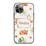 Woodland Fox with Trees Leaves Mushrooms Soft Custom Name Protective Phone Case Mobile Cover Durable Everyday Smartphone Shock Resistant
