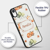 Woodland Fox with Trees Leaves Mushrooms Soft Custom Name Protective Phone Case Mobile Cover Durable Everyday Smartphone Shock Resistant