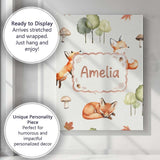 Personalised Name Woodland Fox with Trees Custom  Unique Gift Idea Elegant Feature Canvas Wall Art Print Decor Picture Ready to Hang