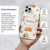 Woodland Fox with Trees Leaves Mushrooms Soft Custom Name Protective Phone Case Mobile Cover Durable Everyday Smartphone Shock Resistant